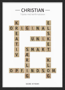 Scrabbleplakat som konfirmationsgave